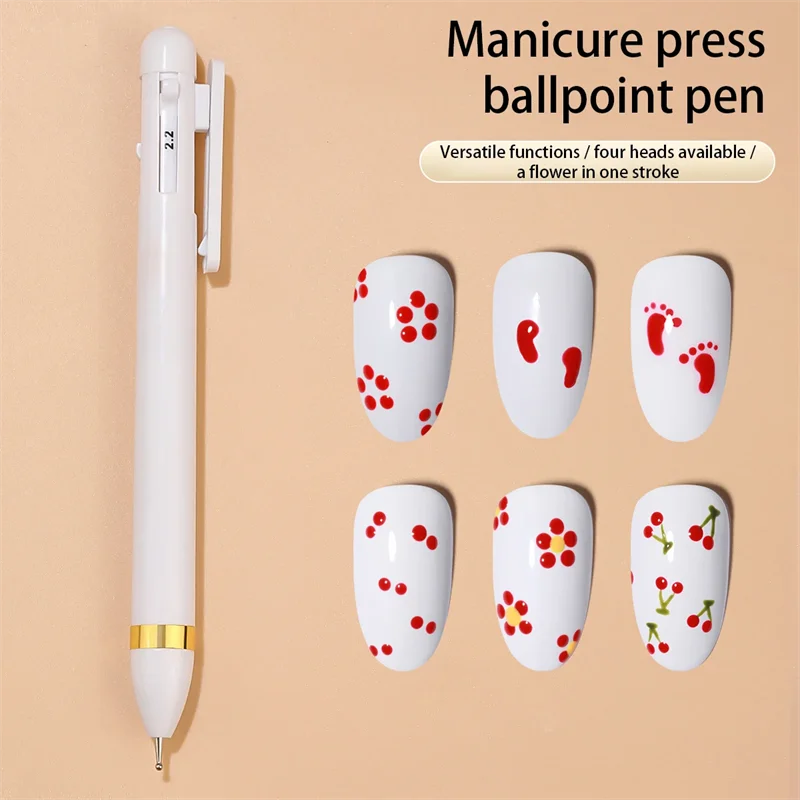 4-IN-1 Nail Dotting Pen Nails Art Dotting Tool for Rhinestone Picker Rotatable Ballpoint Drill Pen Nail Design Manicure Supplies