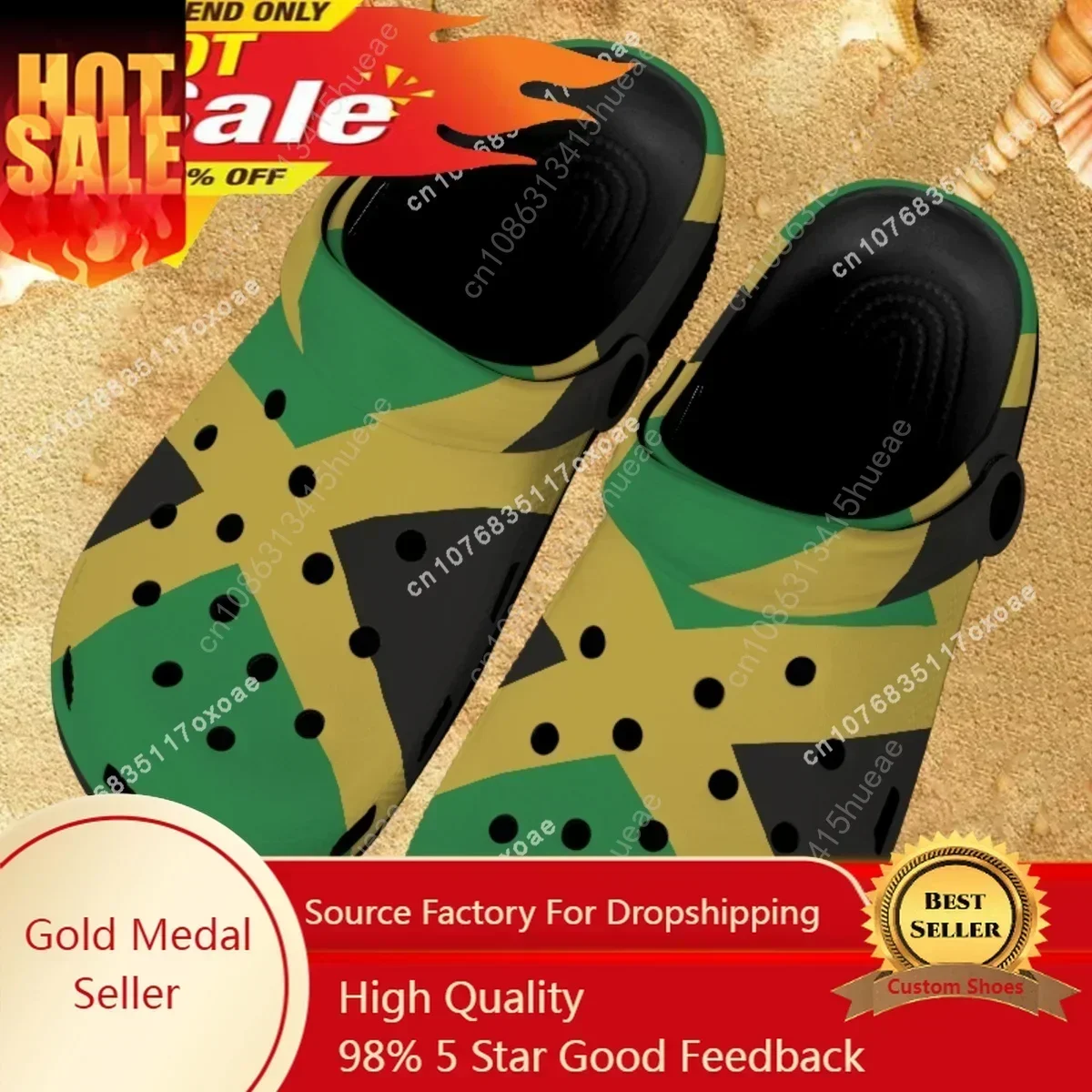 

Jamaica Flag Design Ladies Sandals Comfortable Non-slip Heel Strap Slippers Home Lightweight Garden Shoes Clogs Zapatos Plano