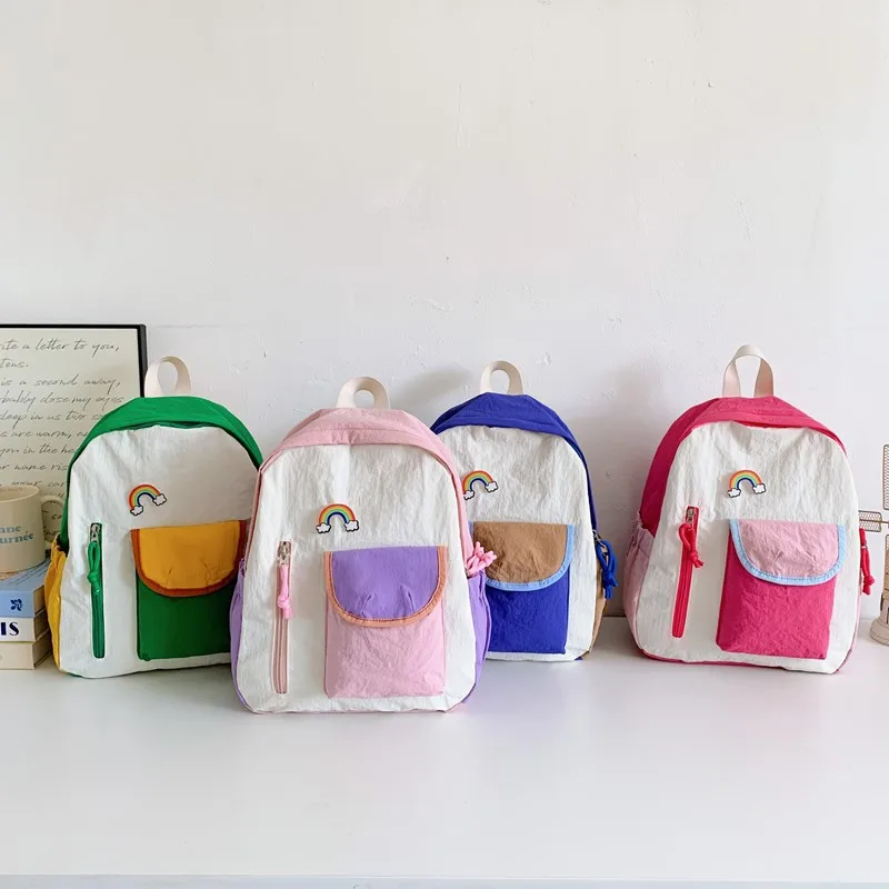 

Симпатичные рюкзаки для девочек на молнии и контрастных цветов, детские рюкзаки для спорта и альпинизма большой вместимости.