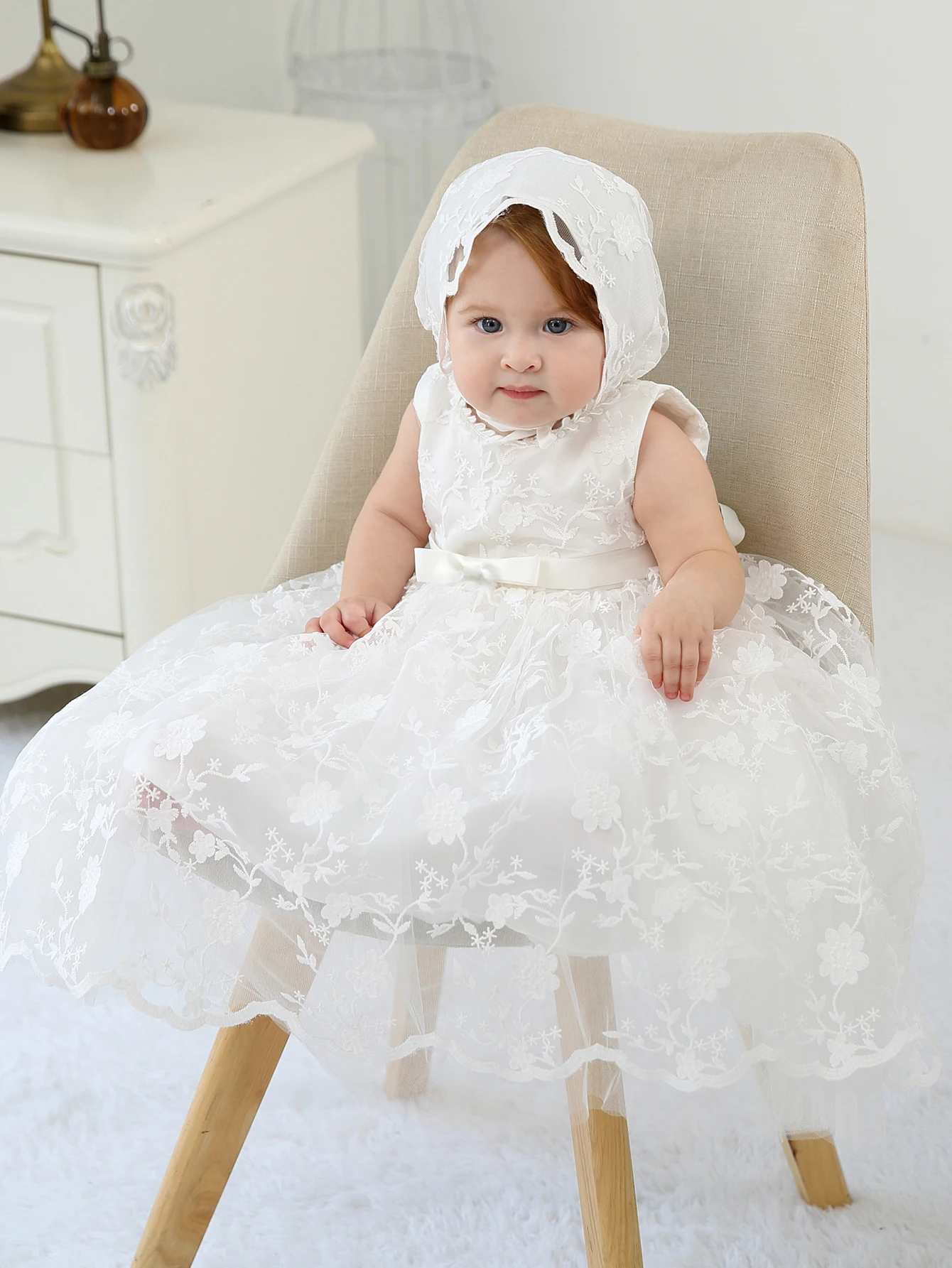 Dress Lace First Communion Baby Girl Flower Christening Baptism Dress Formal Party Special Occasion Dresses for Toddler 1Month