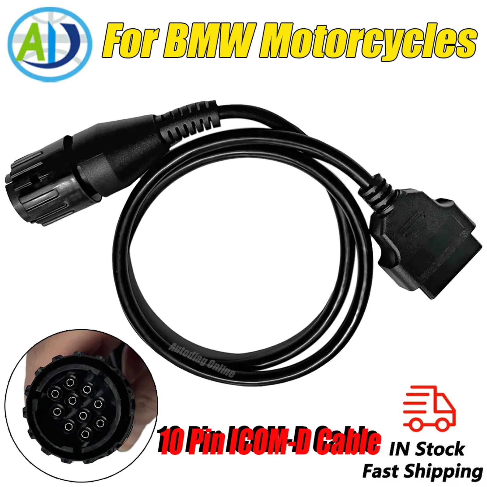 

For BMW 10 Pin ICOM-D Cable to 16 Pin OBDII Motobikes OBD2 Connector I-COM Diagnostic Cable Adapter 1M OBD2 Motorcycles Cable