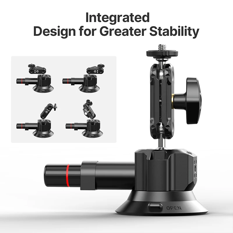 Ulanzi-Soporte estabilizador de cámara para GoPro Insta360, bomba de mano de 3 pulgadas/4,5 pulgadas Cámara de Acción, ventosa de vacío, 1/4 \