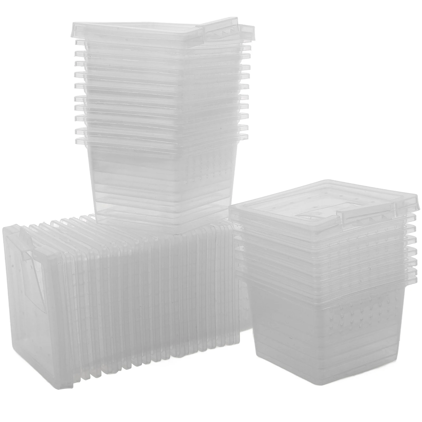 

100pcs Insect Breeding Boxes Reptile Terrarium Containers Durable Lightweight Feeding Cage Transparent Case Spider Lizard Pet