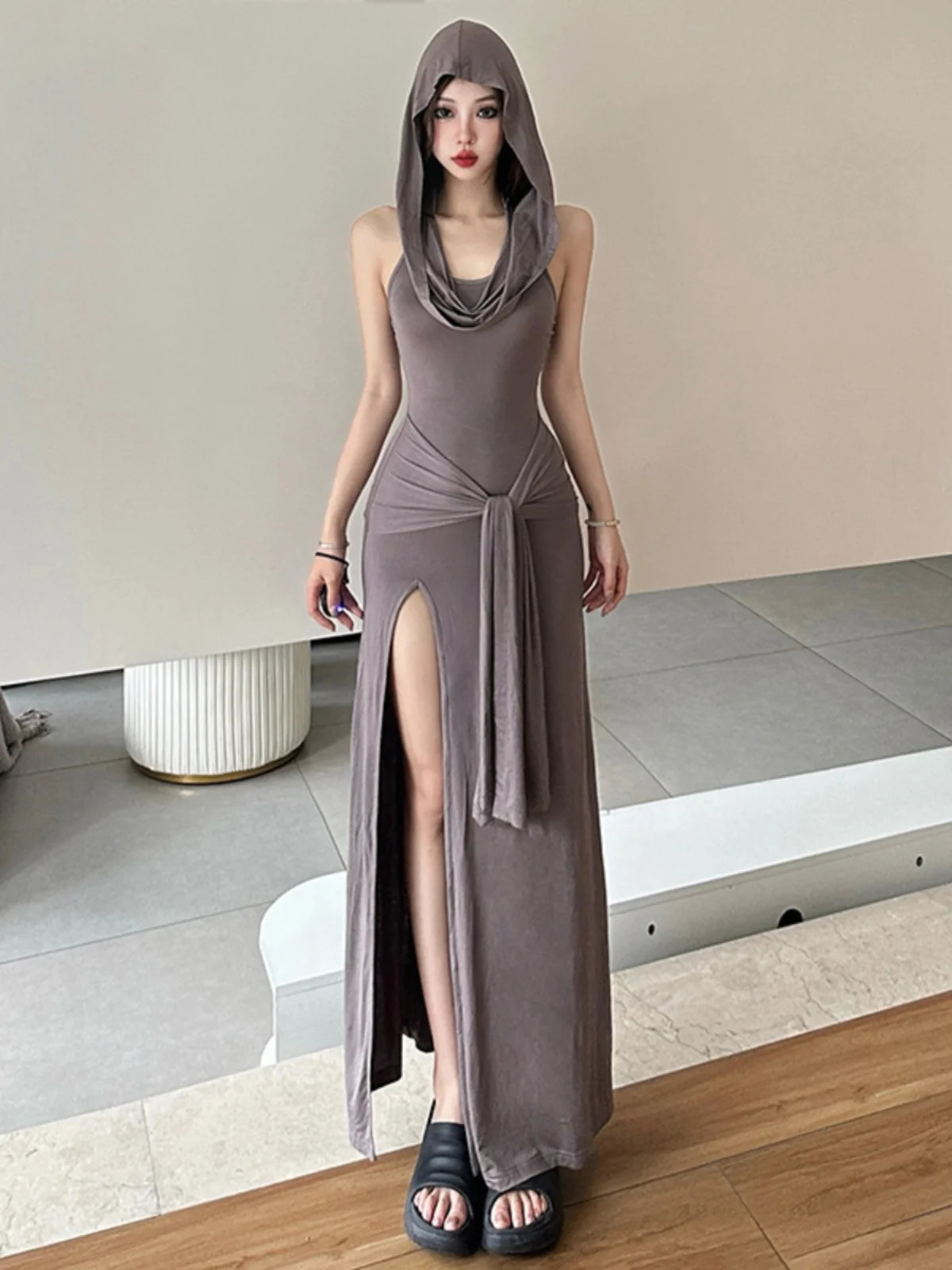 

Sexy Bal Hooded Split Vest Dr High Waist Svel Women's Dr Polyester Fiber Spring Summer Autumn Winter