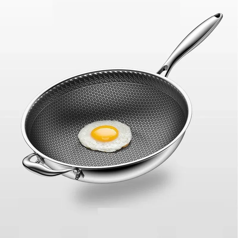 Stainless Steel Frying Pan Kitchenware NonStick Saucepan Set Skillet Home Utensils Kitchen Cookware Induction Cooker Pancake Wok