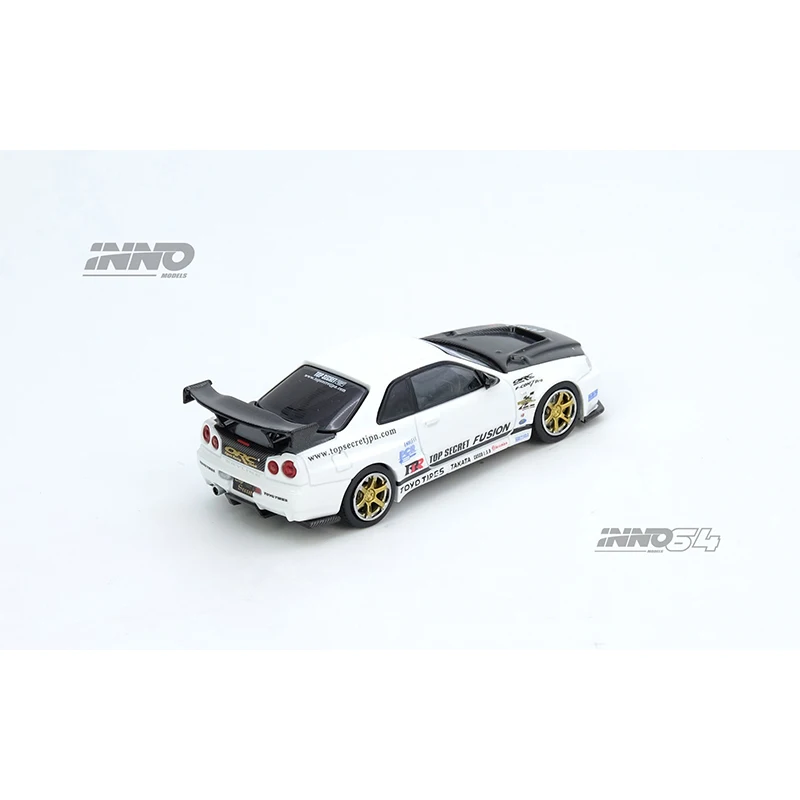 Prevendita INNO 1:64 TOP SECRET R34 GTR Bianco Diecast Diorama Collezione di modelli di auto Giocattoli in miniatura