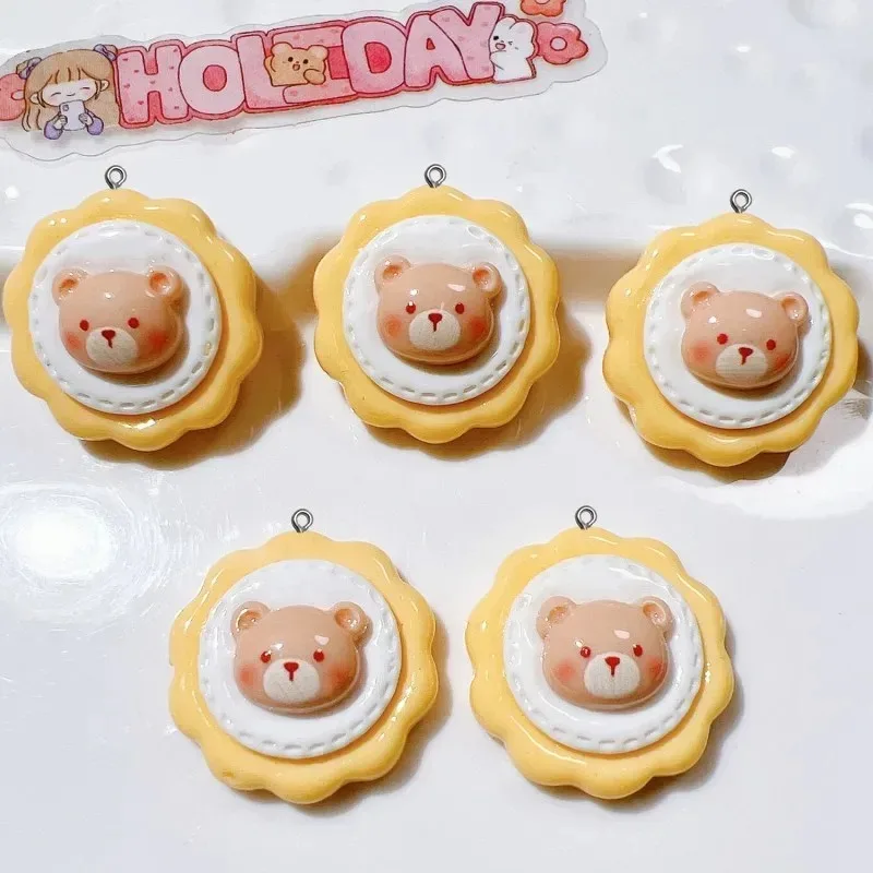 10Pcs Kawaii Flower Bear Resin Charms Sweet Cartoon Pendants DIY Accessories for Earrings Necklaces Phone Shell Anime Keychains - view 5