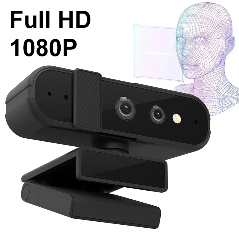 HD 1080P 30FPS Desktop Cam 80 Wide Angle Facial Recognition Webcam Compatible With Windows Hello For OBS/Gaming/Zoom