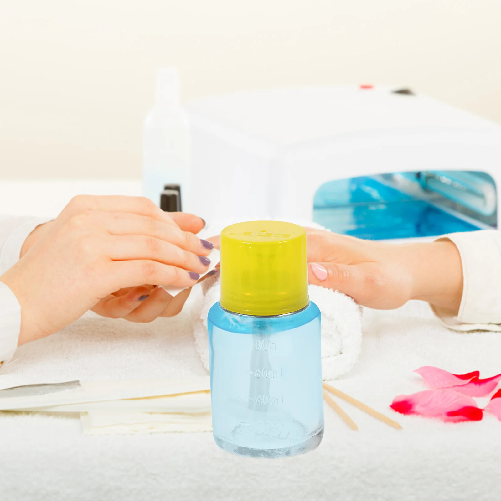 Garrafa de bomba vazia de vidro transparente para removedor de esmalte, removedores de maquiagem, design de pressão de toner, durável, reutilizável, amigável para viagens