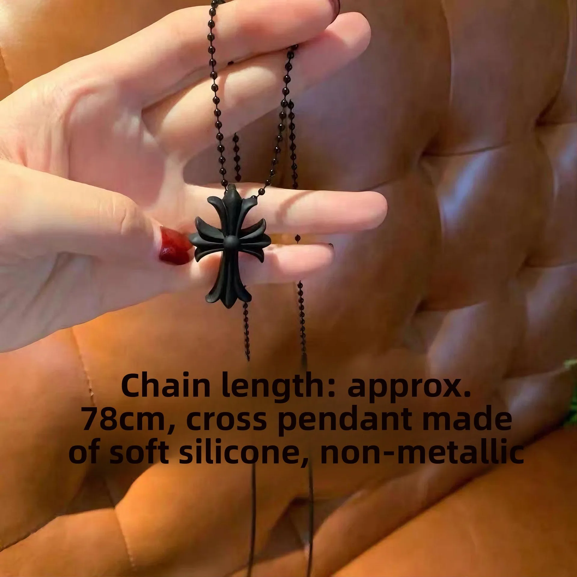 الرجعية Y2K طويل الصليب قلادة المرأة الراقية الإحساس طبقات سلسلة الترقوة الظلام كول حار فتاة الإكسسوارات مجوهرات مطرزة #4