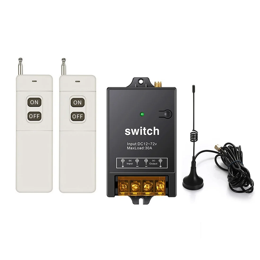 Wireless Remote Control Switch,3000M Long Distance,DC 12-72V /40A Relay Wireless RF Switch for Water Pump Lighting