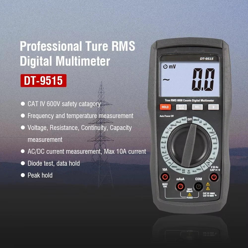 DT-9515 New Design Manual Professional Digital Electronic Multimeter Tester with True RMS Function for Sale