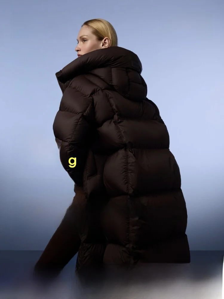 

Женская удлиненная куртка-пуховик Bosideng: Свободный крой, легкость, тепло, мягкость, городской повседневный стиль, утепленная, ветрозащитная, с наполнителем из утиного пуха