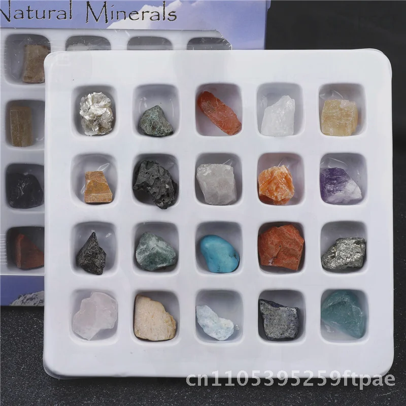 20 kinds of mineral raw stone specimen boxed crystal agate ore head natural crystal