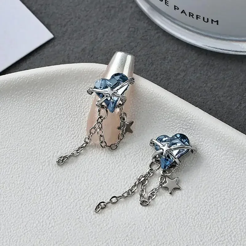 Alloy Nail Art Tassel Chain Shiny Star Silver Chain Nail Jewelry Three-dimensional Manicure Accessories Light Luxury Nail