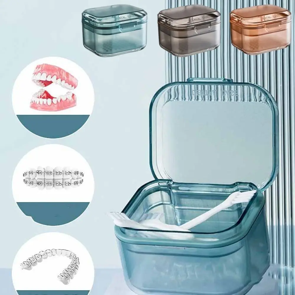 

3Layers Invisible Braces Box Transparent Draining Dental Braces Container False Teeth Holder Large Capacity Denture Storage Case