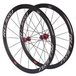 Super loud RUJIXU 700C 40mm Carbon fiber hub straight flat spoke road bike wheelset rim brake 700C bike wheelset 자전거