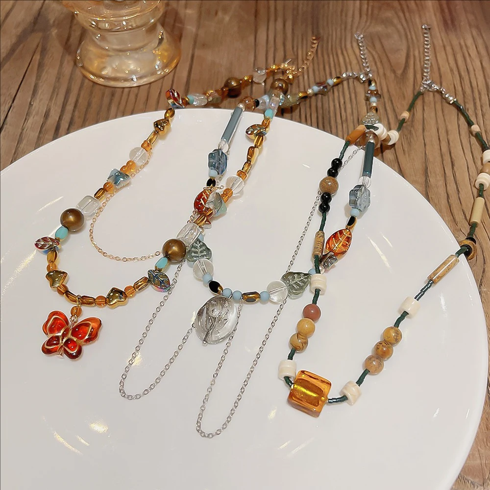 متعدد الألوان مطرز قلادة لا تتلاشى الإناث النمط الوطني الدوبامين متداخلة الترقوة سلسلة المتخصصة المختنق