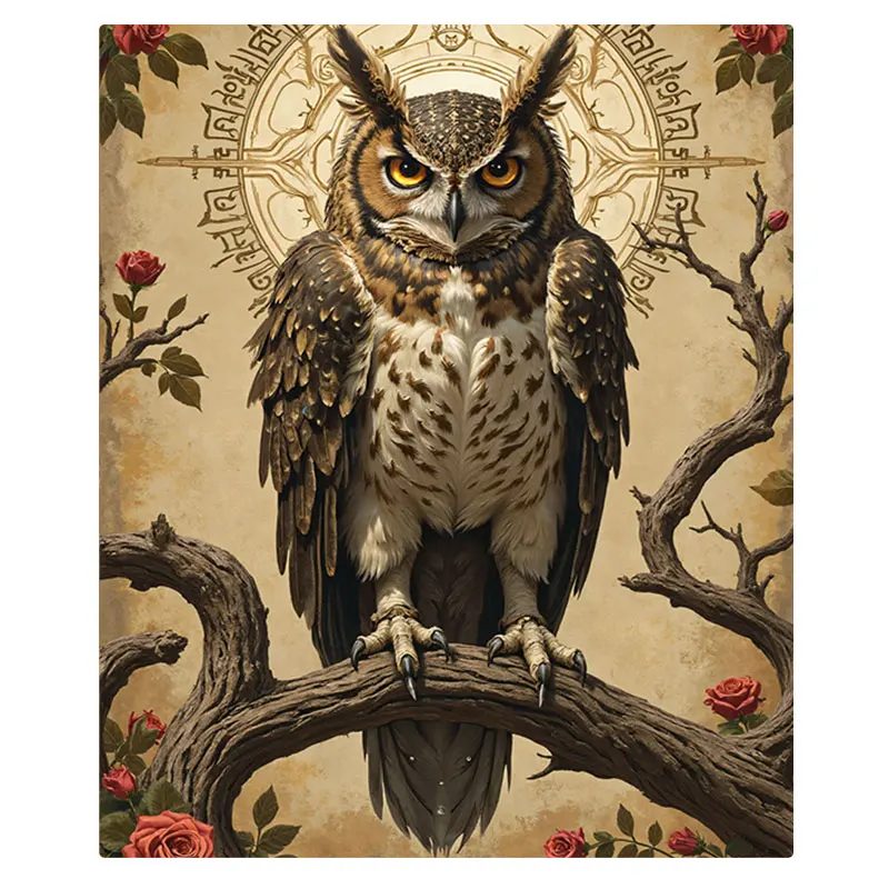 1 قطعة بطانية الفانيلا خمر البومة على فرع مع الورود بطانية رمي مريحة لديكور المنزل