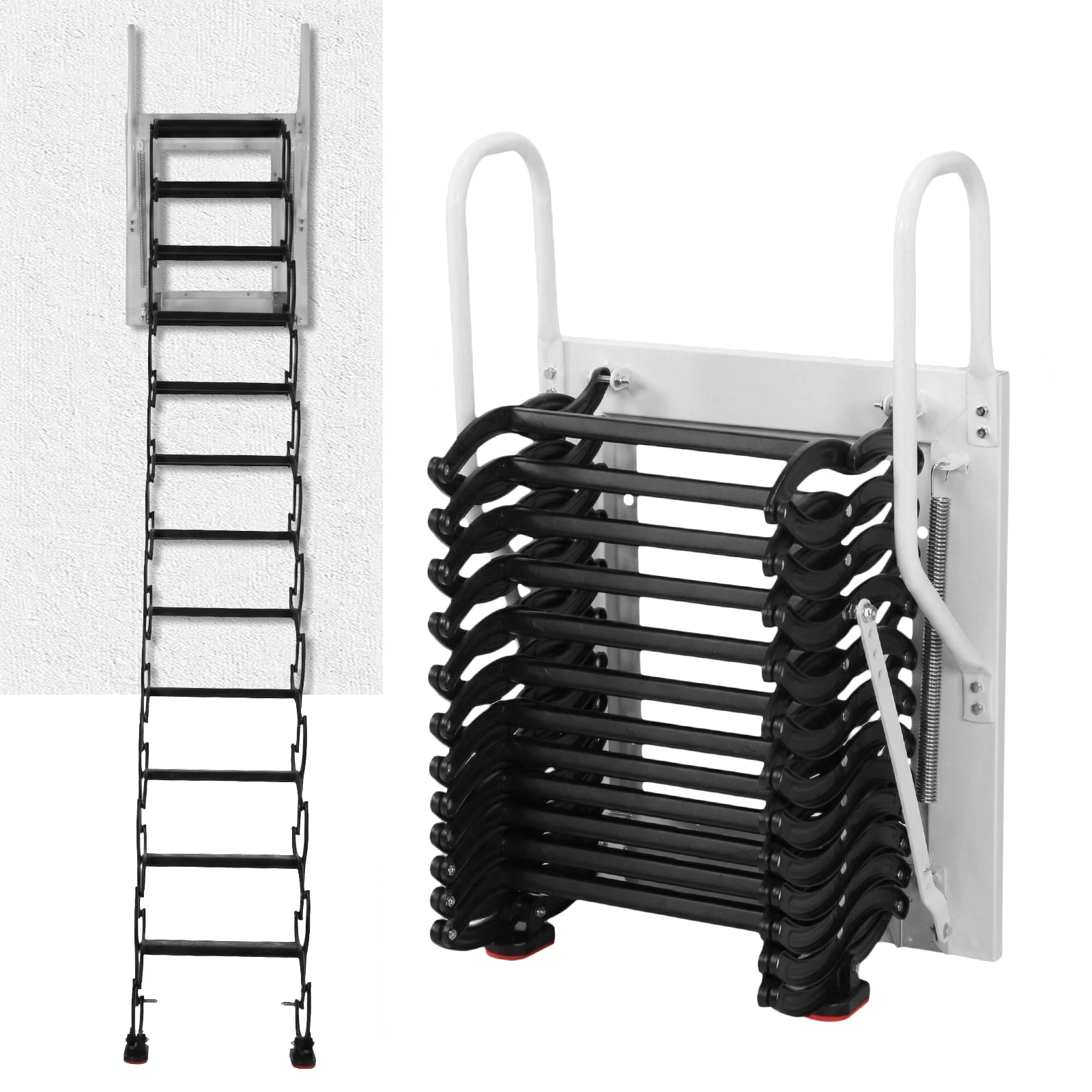 

Invisible Telescoping Stairs Pull Down System Manganese Steel Attic Staircases 440LBS Capacity for Garages/Roofs/Basements
