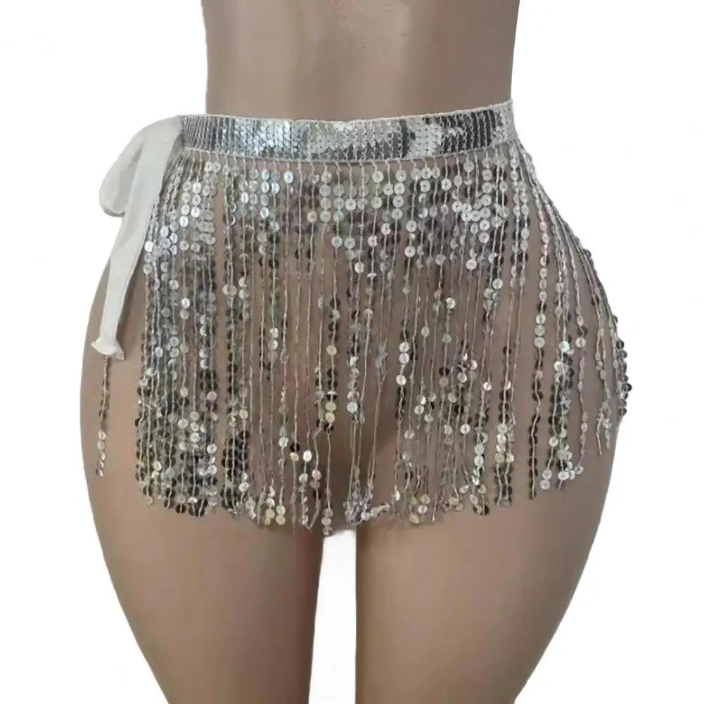 الترتر شرابة تنورة التفاف الرقص الشرقي تألق تنورة صغيرة هامش وشاح الورك لمهرجان الهذيان الزي كلوبوير أداء الحفلات C