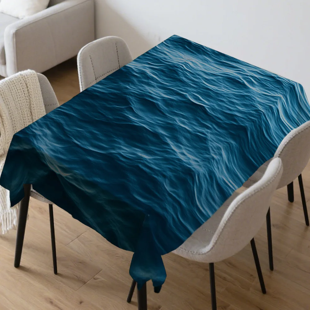1 piece of tranquil sea wave rectangular tablecloth design, adding beauty to simple diningzyc