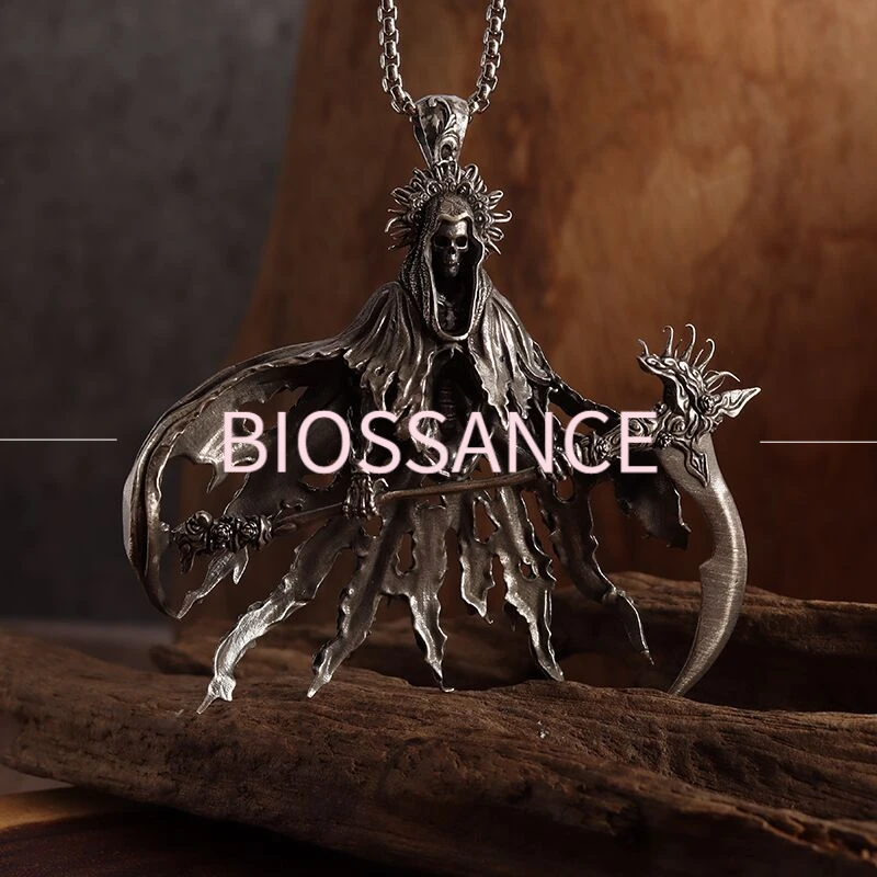 BIOSSANCE New Fashion And Exquisite Retro Seraph, Death Sickle Cross Pendant Necklace For Men And Women Jewelry Accessories Gift