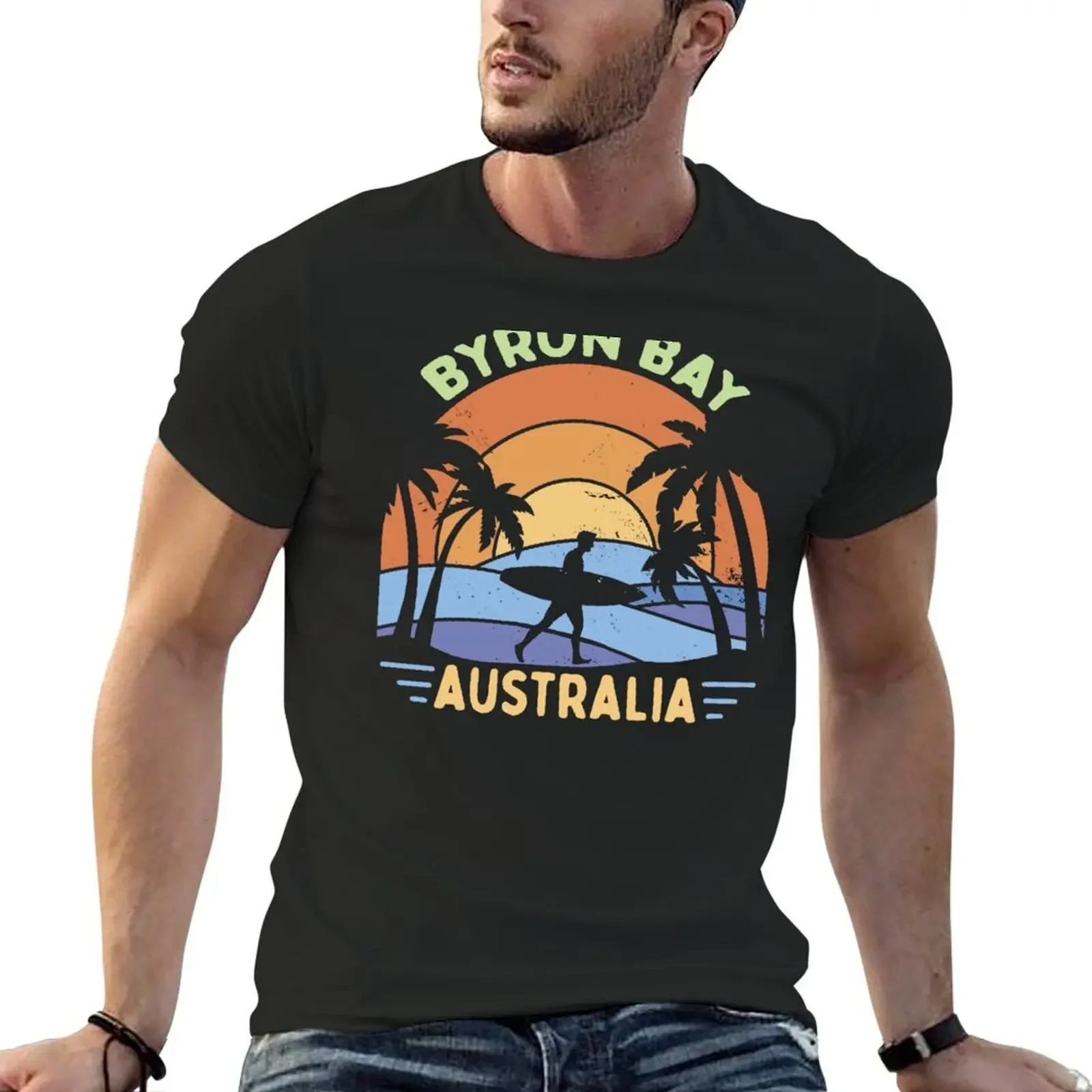 

Byron Bay Australia Vintage Surfer T-Shirt street wear Aesthetic clothing mens funny t shirts