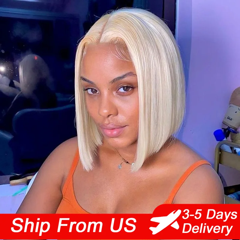 Short Bob Wig Straight 613 Bob Honey Blonde 13x4 Lace Front Human Hair Wigs For Women 100% Human Hair Remy Brazilian 10 Inch