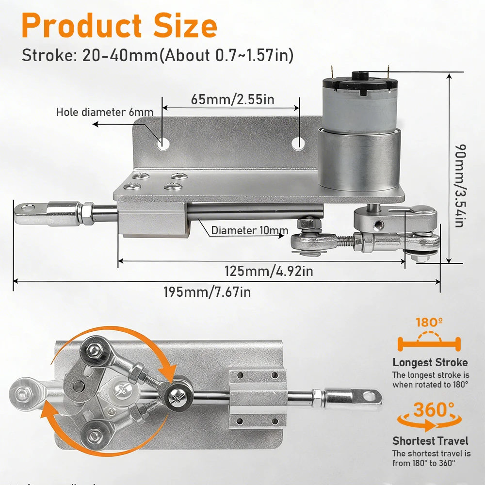 Mini Linear Reciprocating Motor 2-4cm Stroke Stepless Speed Control Automatic Telescopic Push Pull Actuator