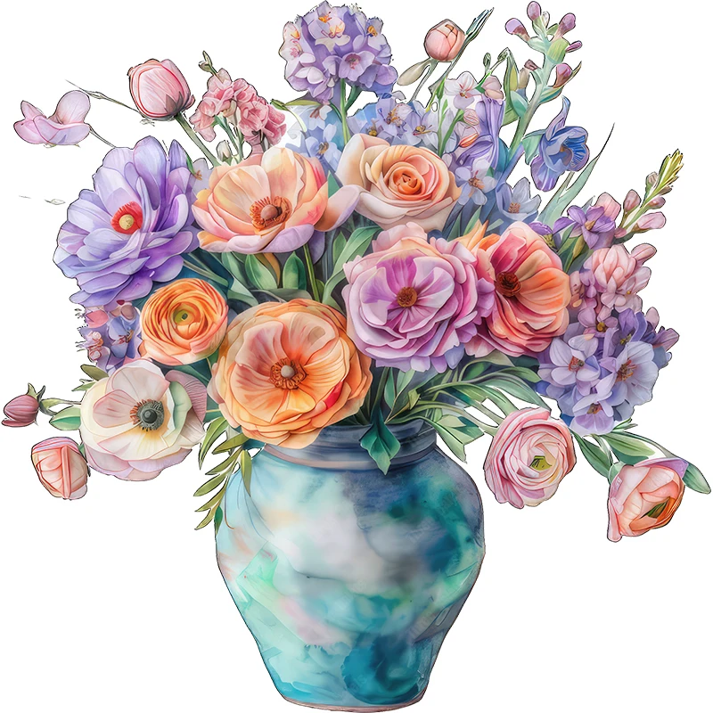 Three Ratels Elegant  nostalgic vase flower art wall sticker for home decoration Self adhesive