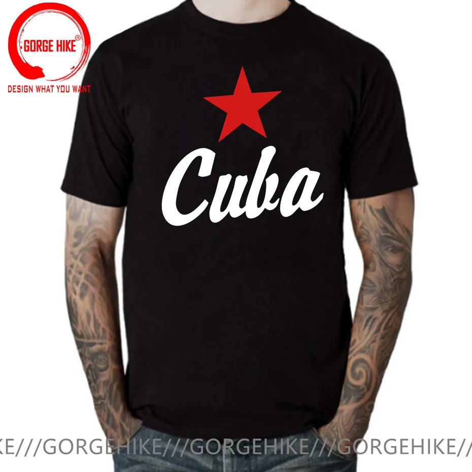 Funny Cuba T Shirt Men Hombres CUBAN HANDWRITTEN RED STAR T-Shirt Homme Punk Summer Style Harajuku Tee Shirt Camisetas Masculina