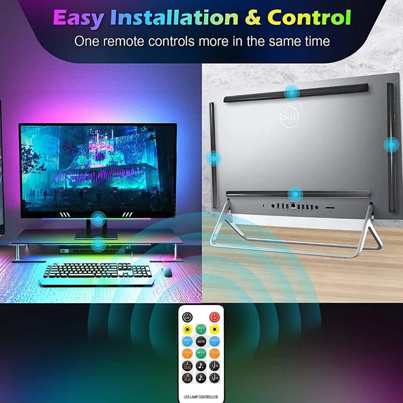 1-2 قطعة WS2812B مصباح ليد بار USB5V RGBIC لعبة جو خلق الموسيقى إيقاع التقاط التبديل التحكم عن بعد بلوتوث App 30 سنتيمتر