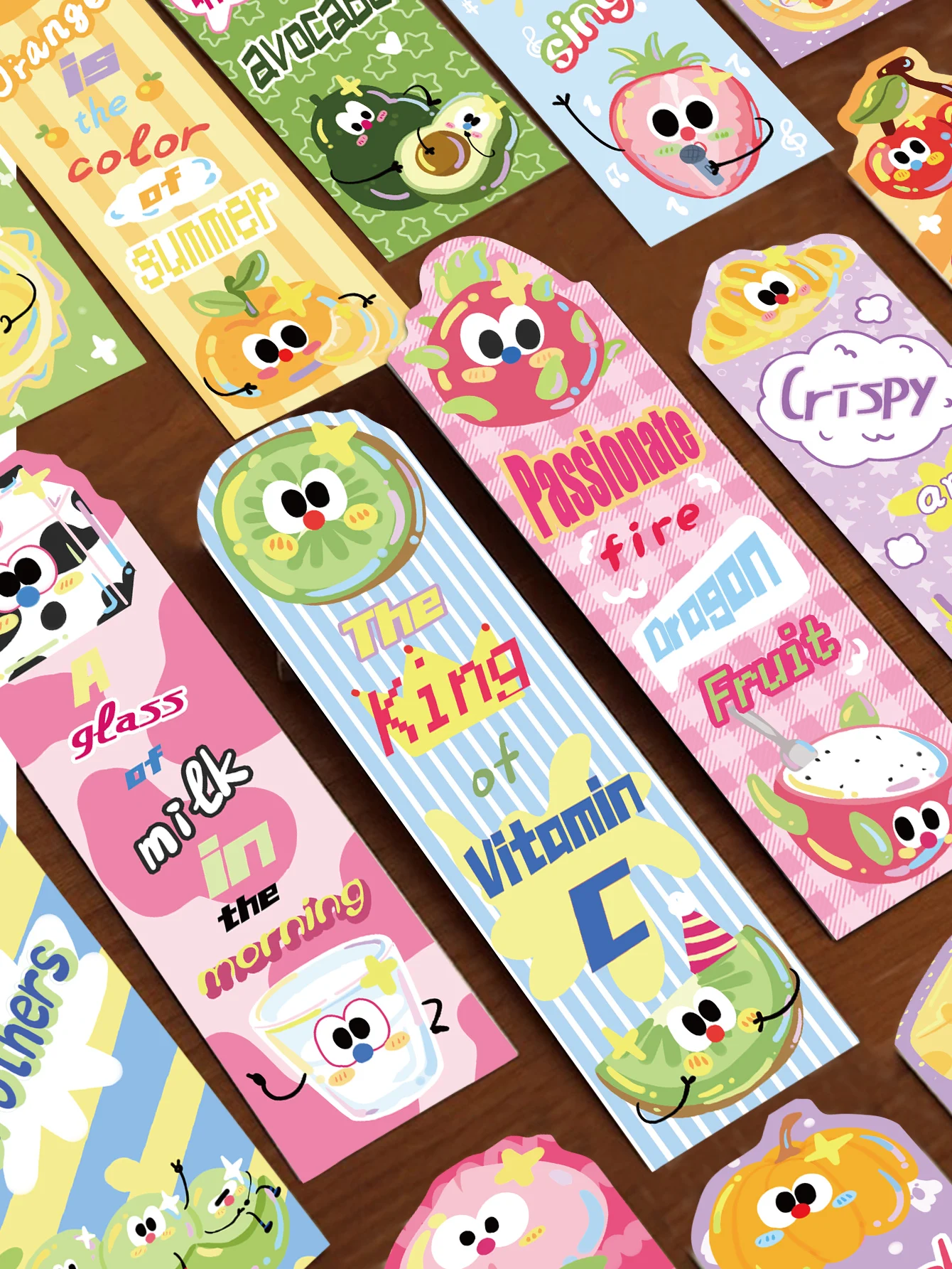 30pcs Fruit Shaped bookmark Food cartoon cute Reading pages Book label Student Children stationery Creative gift paper cards