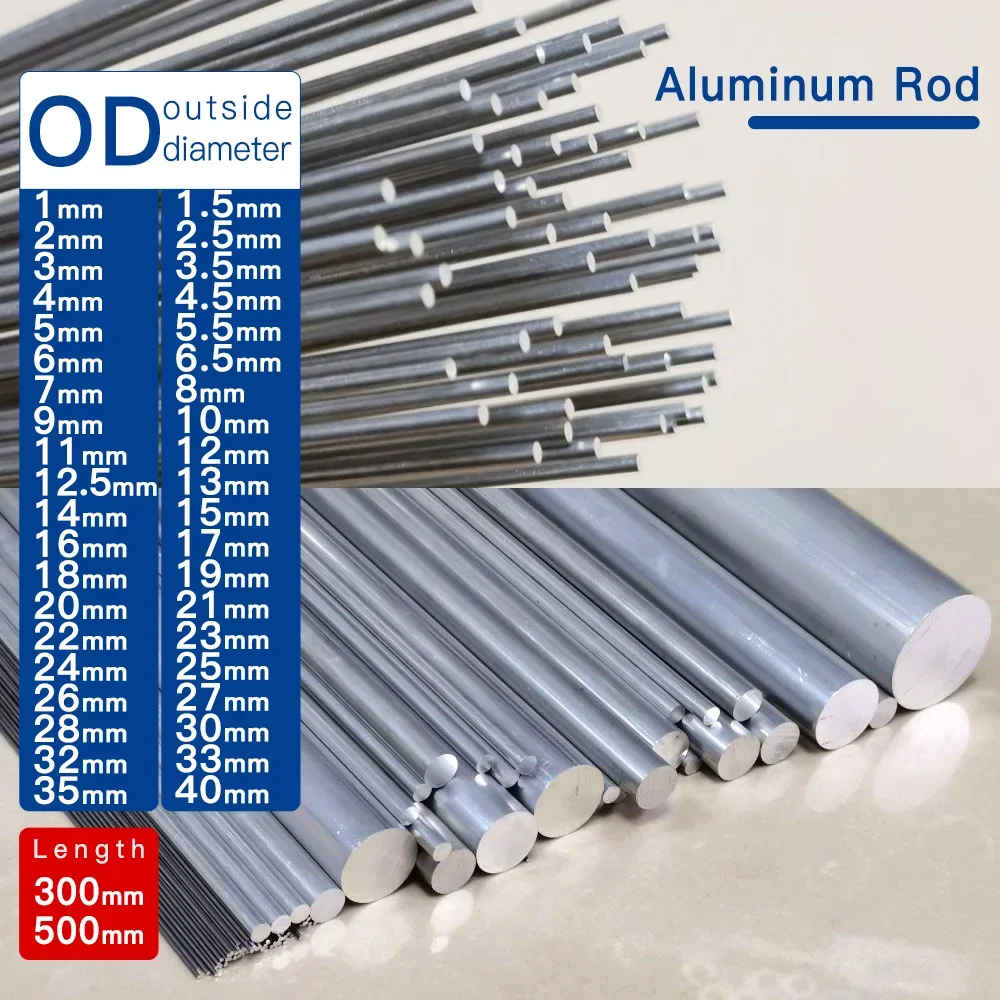 Rod Redondo de Alumínio Rod Contínuo Diâmetro 140 mm Comprimento 300 mm 500 mm Barra de Alumínio Reta Diâmetro Pequeno 3-40 mm 150 Pcs