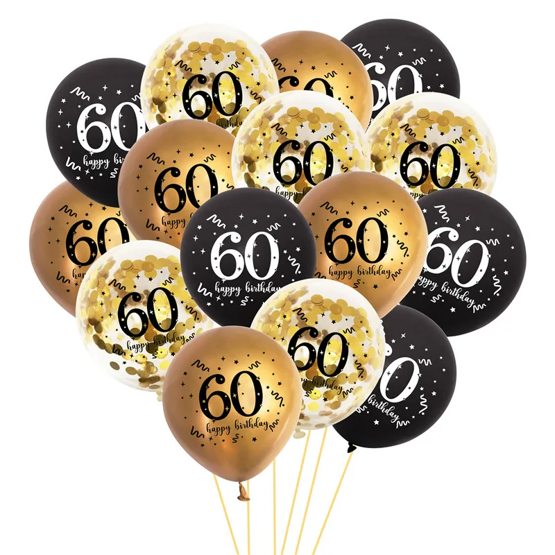 Black Gold 30 40 50 60 Year Birthday Latex Balloons Adult Men Women Happy Birthday Party Decor Wedding 30th Anniversary Supplies