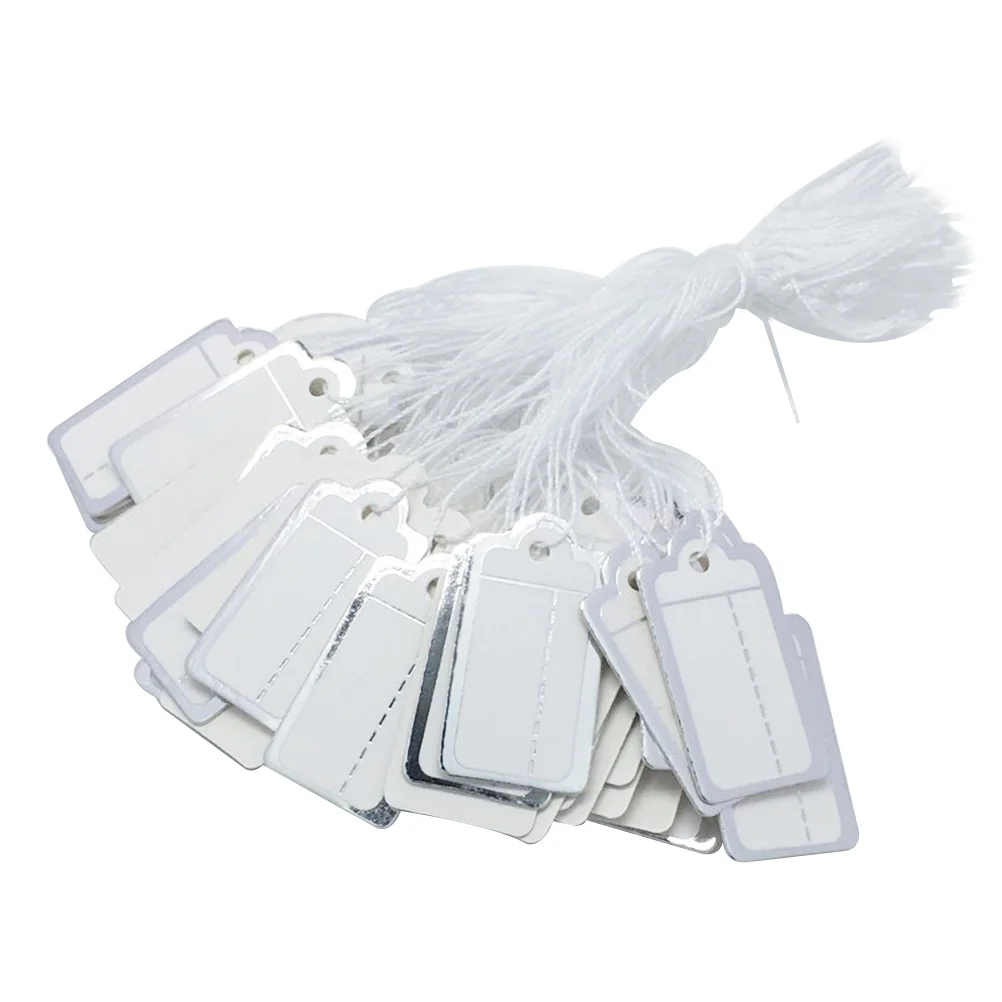 

500Pcs Small Price Tags Silver Edge Pre-Punched Hanging Tags for Jewelry Bracelet Ring Display Craft Decoration Supplies
