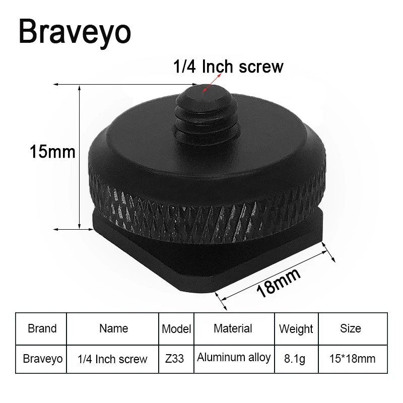 Dslr Camera Hot or Cold Shoe Screw 1/4 3/8 inch Single Double Layer Base Screw Tripod Head Photography Accessories Install