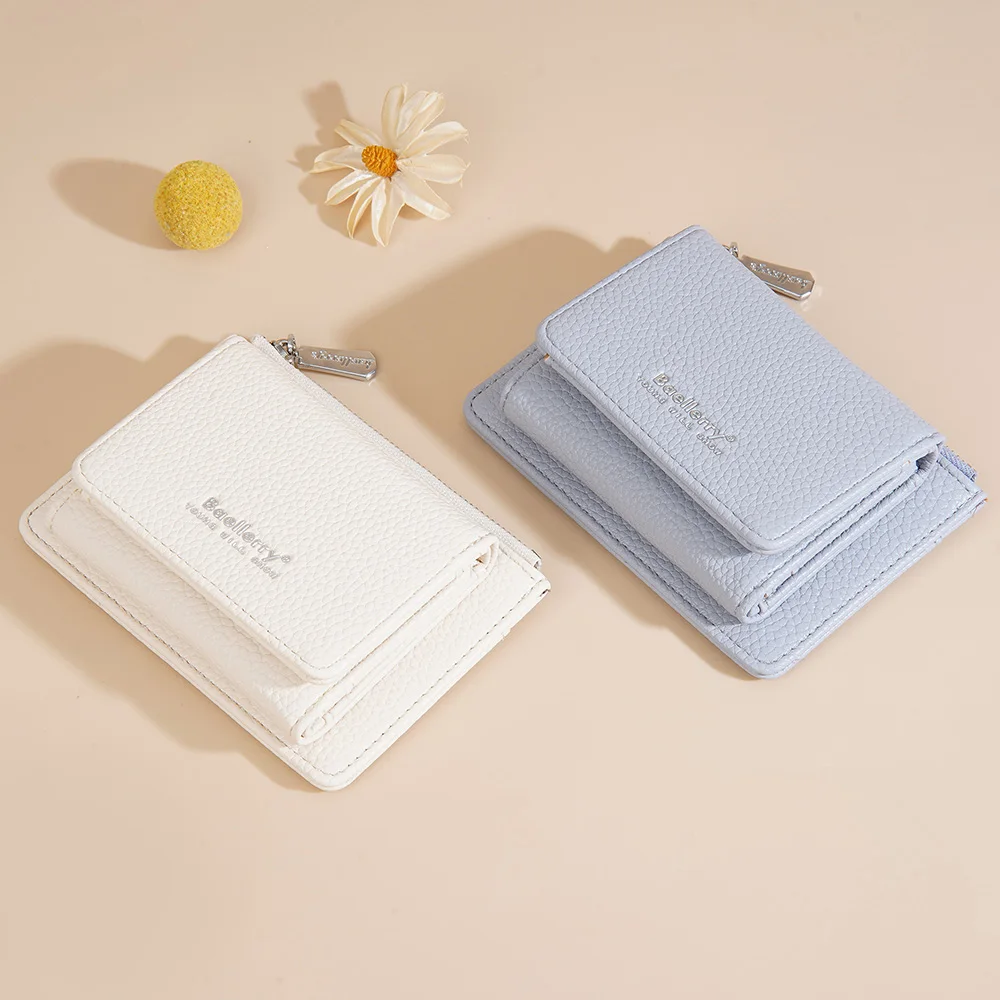 Portafoglio corto da donna in stile giapponese alla moda Portamonete con cerniera Porta carte a tre ante in pelle PU Portafogli piccoli arancione verde per donna