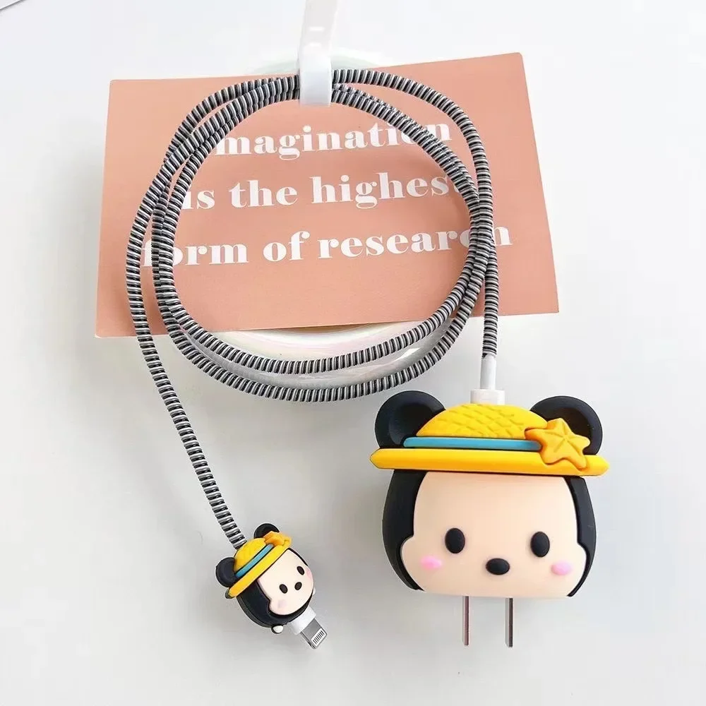 4Pcs/set Marvel Charger Smart Cover Cute Cartoon Charger Protection for Samsung 25W Data Cable Charging Decoration Accessories