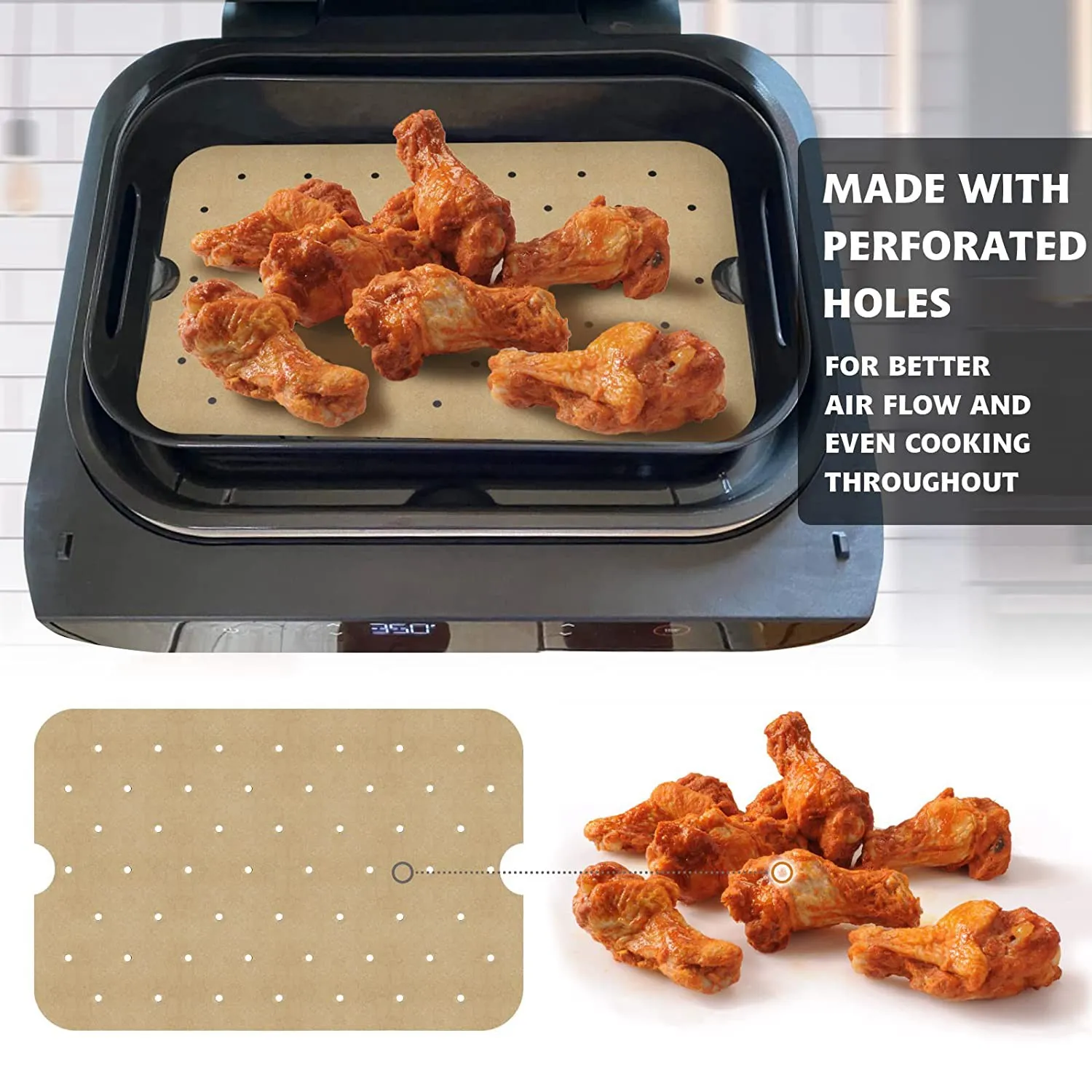 200 Pcs Air Fryer Parchment Paper Liners for Foodi XL Smart FG551 6-In-1 Indoor Grill for Foodi Accessories