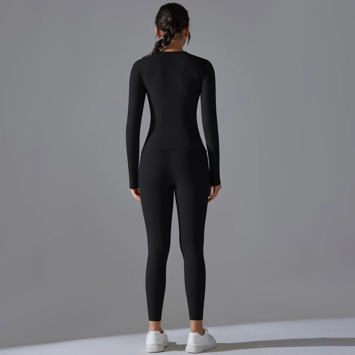 Hamidou-conjunto deportivo de Yoga para mujer, Leggings de gimnasio de secado rápido, de manga larga Camiseta deportiva para correr, pantalones de entrenamiento para correr - details 11