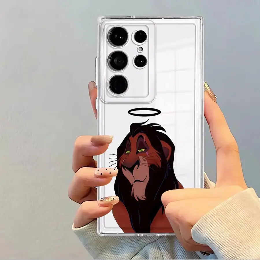 Disney Re Leone Custodia Cool per Samsung Galaxy Note 20 Ultra 10 S24 S25 Edge S20 Plus S22 FE S23 Ultra S21 Cover Trasparente