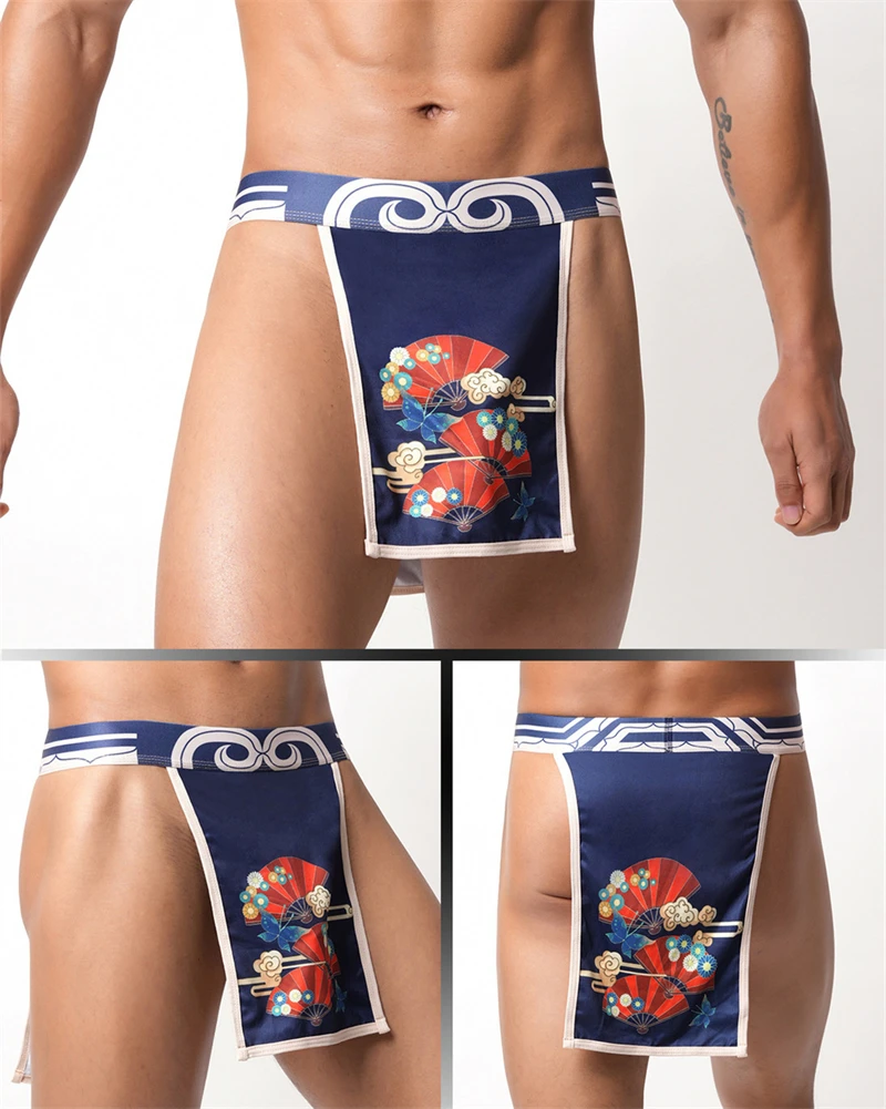

New Two piece Tangas de homrbre sissy gay young men strings très sexy torys for man tanga low waist man underwear Printed thong