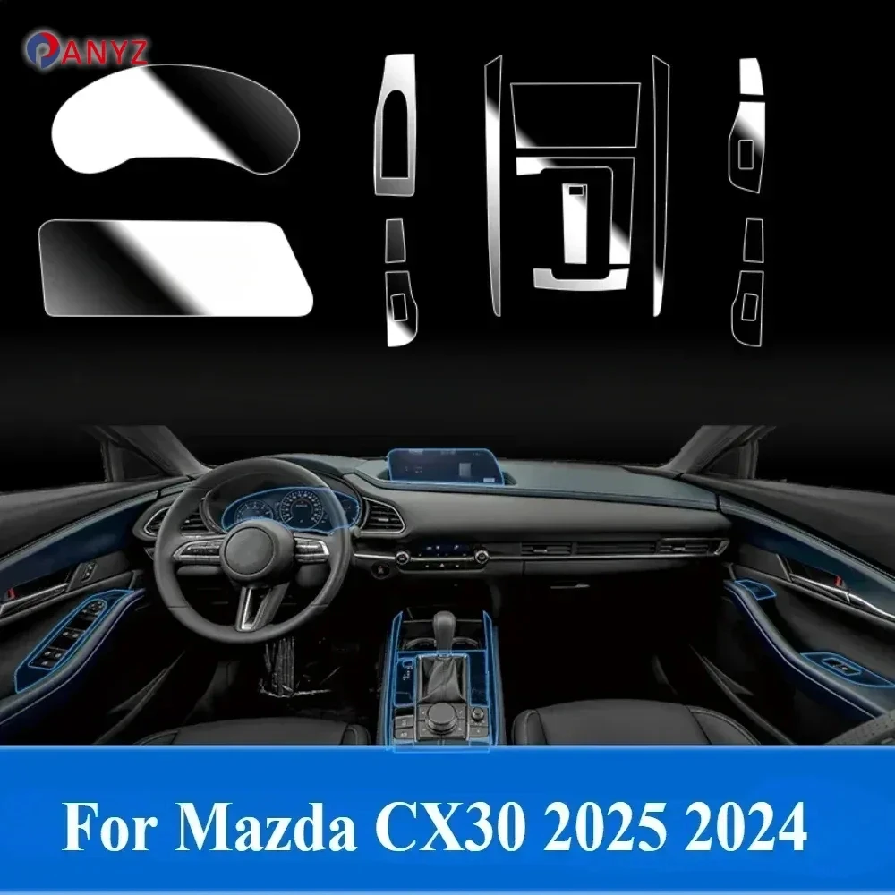 For Mazda CX30 2025 2024 Interior Accessories film transparent TPU Gear Panel GPS Center Console Anti-scratch PPF Protection