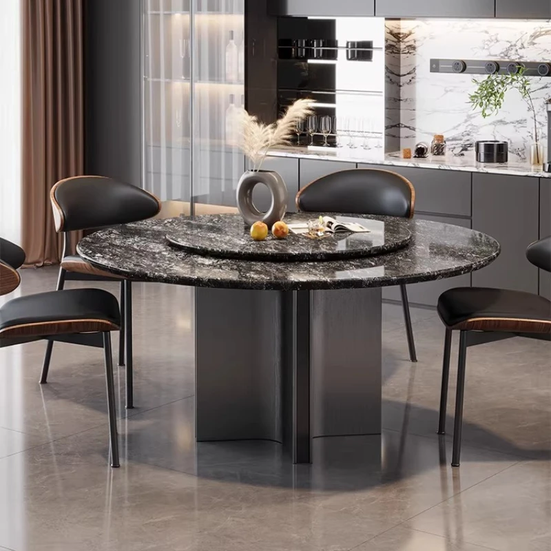 120cm 130cm 135cm 150cm 160cm Luxury modern round natural luxury stone dining table and sets 4 6 chairs dining rooms furniture