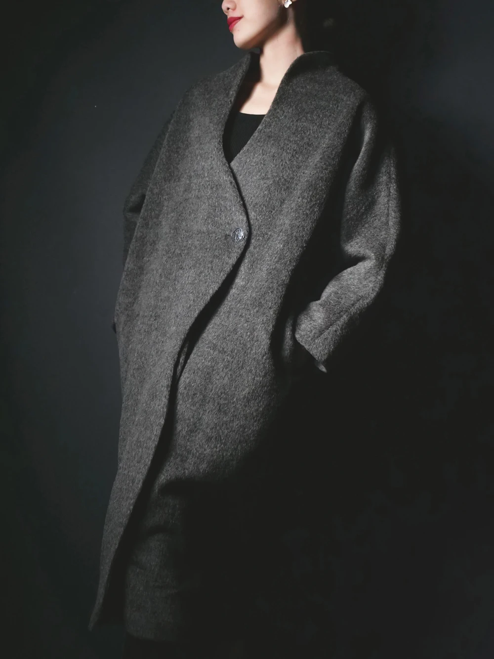 

RosyLong Strlined Long Woolen Coat Dense Fabric Extended Jaet Large Coat Thiened Outerwear Women's Faion Autumn Wear