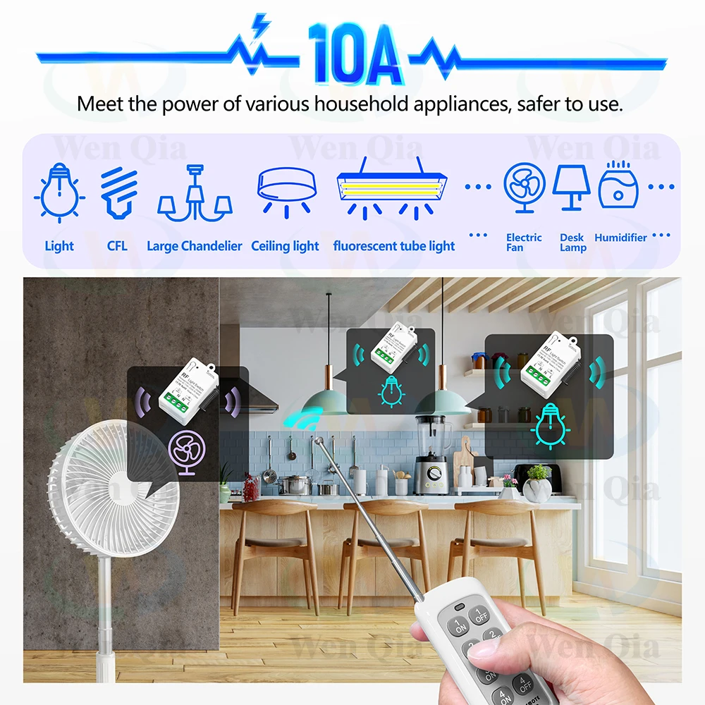Bezprzewodowy zdalnie sterowany włącznik światła Mini odbiornik RF 110V 220V 10A 433Mhz 500m odległość sterowania zdalny przerywacz do żarówki LED