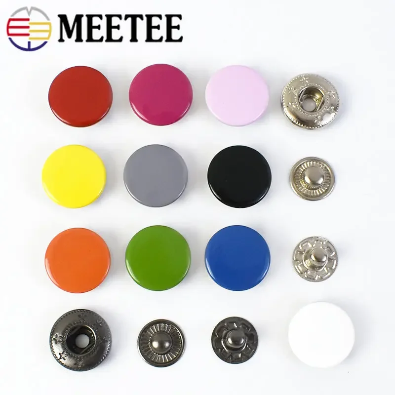 10/20Sets Meetee 12-17mm Colorful Snap Buttons Fasteners Press Studs for Sewing Leather Craft Clothes Bags Decor Accessories