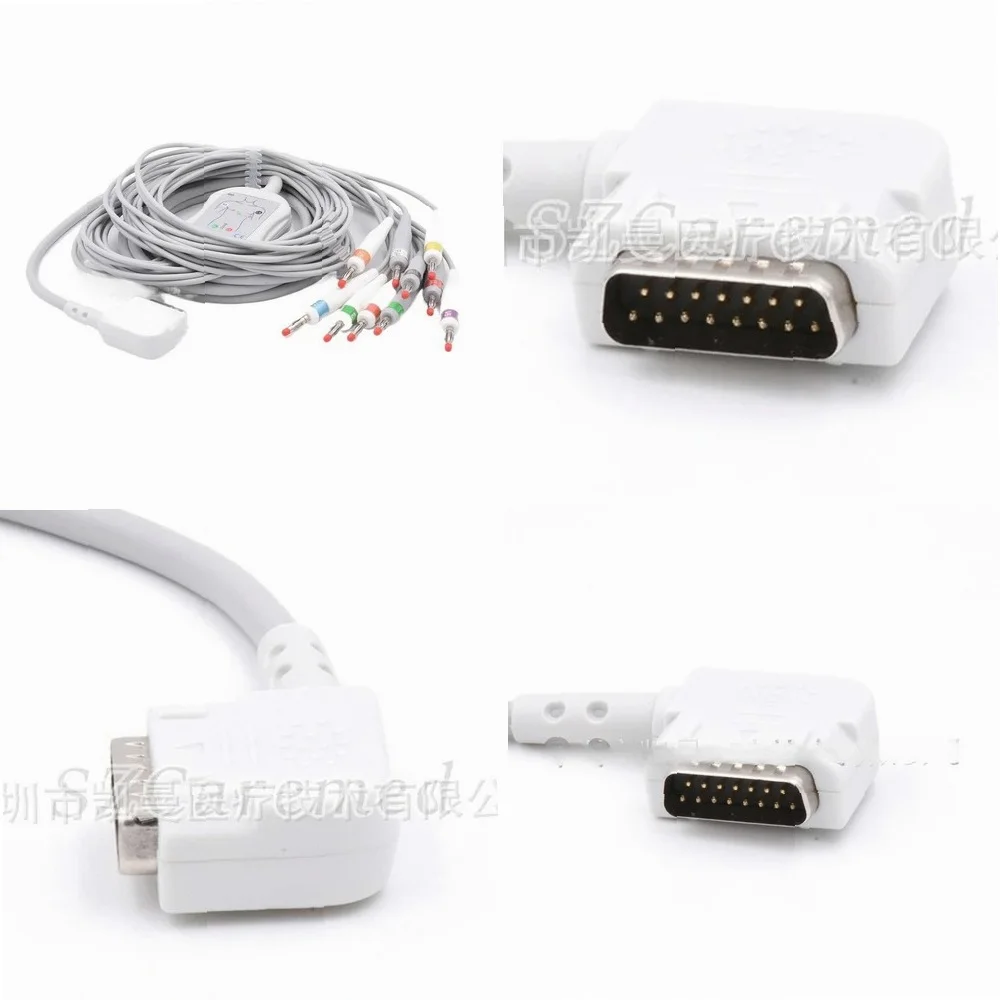 Kenz 10-Lead ECG Cable with Banana Plug, Integrated Repeating Wire